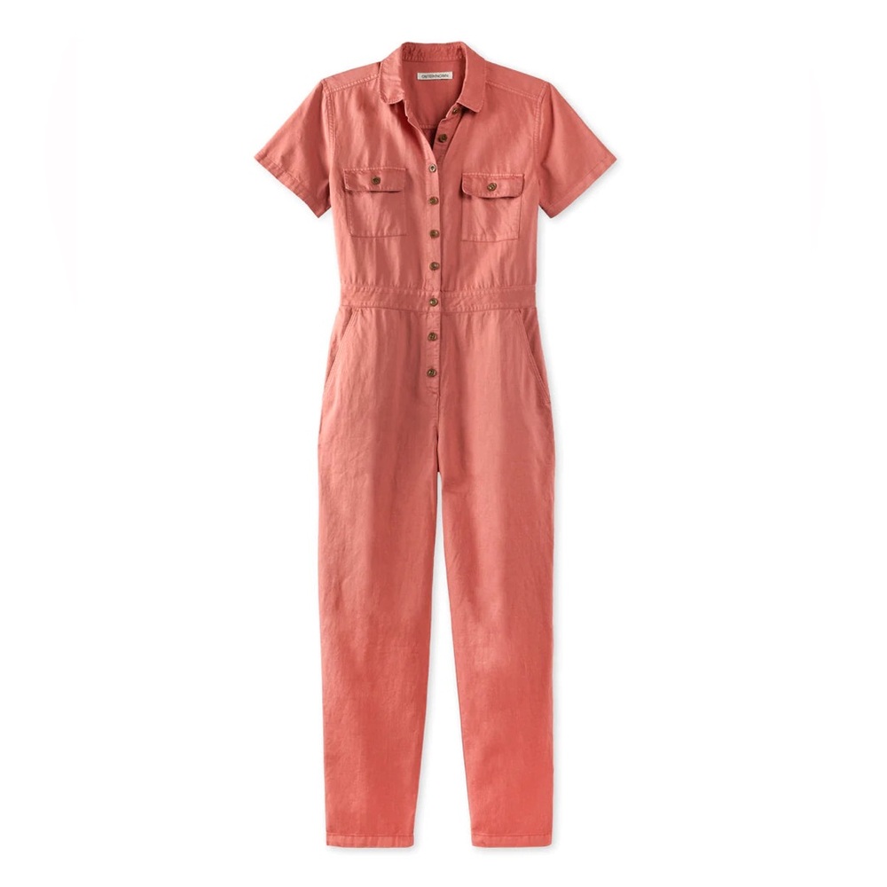Outerknown sea suit mineral red  jumpsuit cotton and linen sz  XL nwt